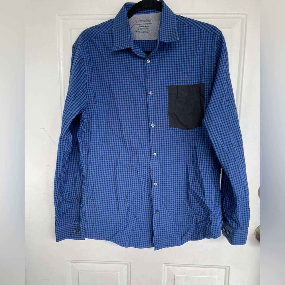 Calvin Klein Extreme Skim Fit Mens Shirt Collar Button Down Long Sleeve Top M
